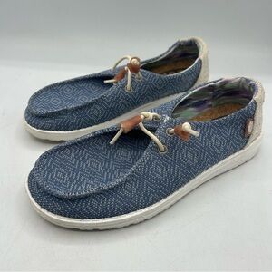 Hey Dude Shoes Blue Denim Size 7